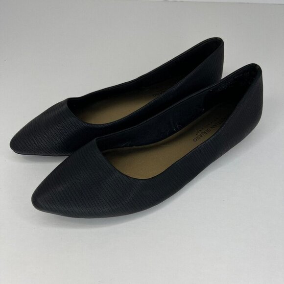 Christian Siriano Womens Gigi Black Pointed Toe Solid Size 9.5W Ballet Flat Shoe - Picture 1 of 9